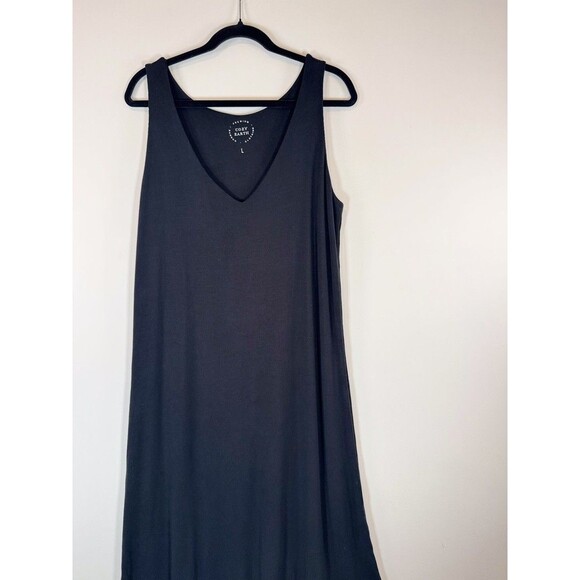 Cozy Earth Womens Sleep Dress Black Mini V Neck Ribbed Knit Nightgown Large - Picture 5 of 10